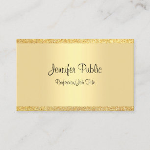 Carte De Visite Modèle de lettrage élégant avec paillettes dorées