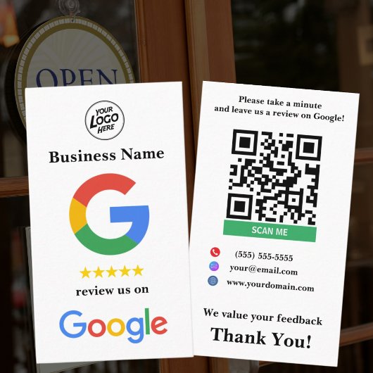 Carte De Visite Modèle de lien Google Review de White Small Busine