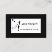 Carte De Visite Modèle de logo monogramme simple noir et blanc (Devant)