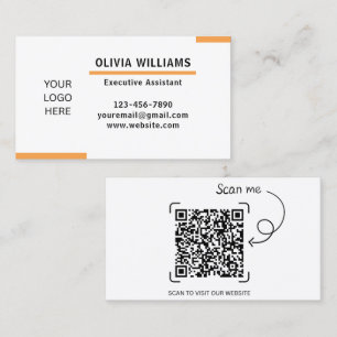 Carte De Visite Modèle de logo personnalisable orange noir blanc &