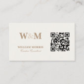 Carte De Visite Modèle de logo QR Code élégant et chaud Taupe (Devant)