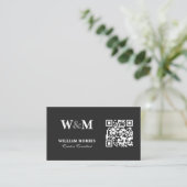 Carte De Visite Modèle de logo QR Code élégant et sombre (Debout devant)