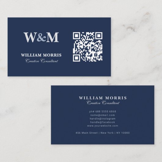 Carte De Visite Modèle de logo QR Code élégant pour entreprise (Devant / Derrière)