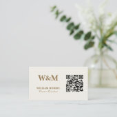 Carte De Visite Modèle de logo QR Code Élégant Taupe (Debout devant)