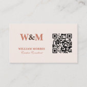 Carte De Visite Modèle de logo QR Code en terre cuite élégant (Devant)