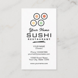 Carte De Visite Modèle de logo simple pour restaurant de sushi per