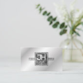 Carte De Visite Modèle de Marbre Argent et de Lignes Élégant Moder (Debout devant)