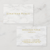 Carte De Visite Modèle de Marbre blanc de texte or tendance (Devant / Derrière)