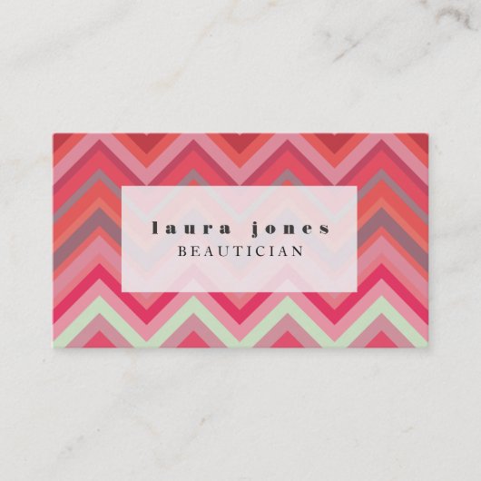 Carte De Visite Modèle de mode de coiffeur de motif de Chevron (Devant)