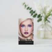 Carte De Visite Modèle de mode Photo Code QR noir (Debout devant)