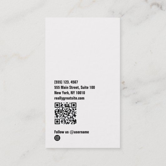 Carte De Visite Modèle de mode Photo Code QR noir (Dos)