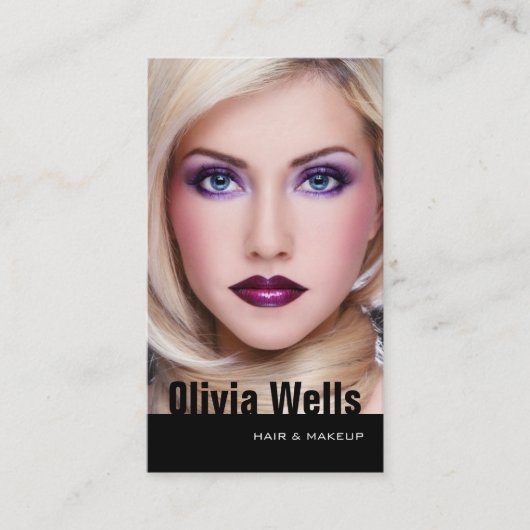 Carte De Visite Modèle de mode Photo Code QR noir (Devant)