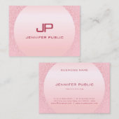 Carte De Visite Modèle de Monogramme d'or rose élégant moderne (Devant / Derrière)