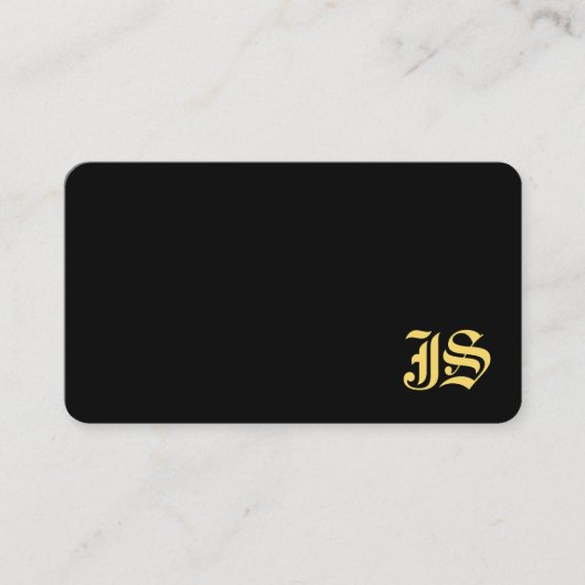 Carte De Visite Modèle de monogramme professionnel noir et or (Devant)