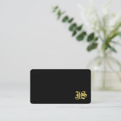 Carte De Visite Modèle de monogramme professionnel noir et or (Debout devant)