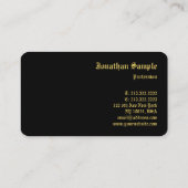 Carte De Visite Modèle de monogramme professionnel noir et or (Dos)