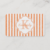 Carte De Visite Modèle de nom à monogramme à rayure orange (Devant)