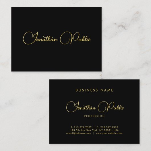 Carte De Visite Modèle de nom de script de calligraphie personnali (Devant / Derrière)