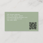 Carte De Visite Modèle de photo de code QR vert sauge moderne pers (Dos)