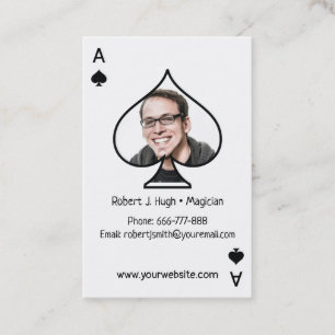 Carte De Visite Modèle de photo de poker As de pique noir