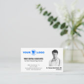 Carte De Visite Modèle de photo et de code QR pour dentiste modern (Debout devant)