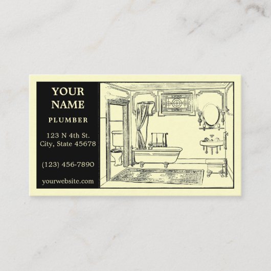 Carte De Visite Modèle de plomberie vintage (Devant)