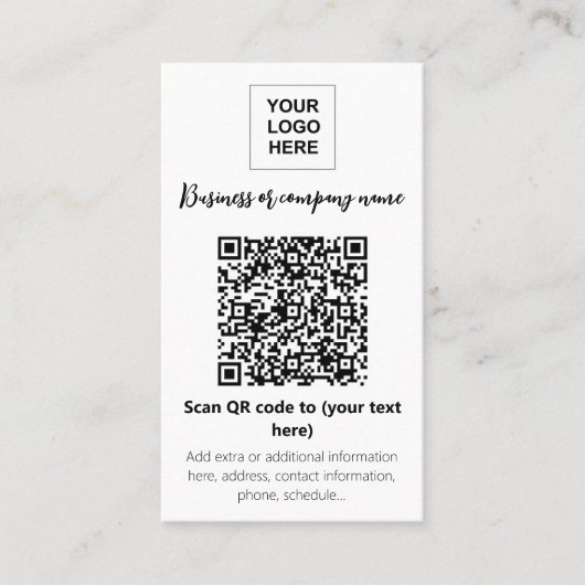Carte De Visite Modèle de présentoir de QR code pour entreprise (Devant)