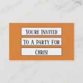 Carte De Visite Modèle de rappel de l'invitation du mini parti (Devant)