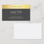 Carte De Visite Modèle De Script À Main Moderne Élégant Noir Et Or (Devant / Derrière)