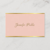 Carte De Visite Modèle de script cursive d'or rose moderne (Devant)