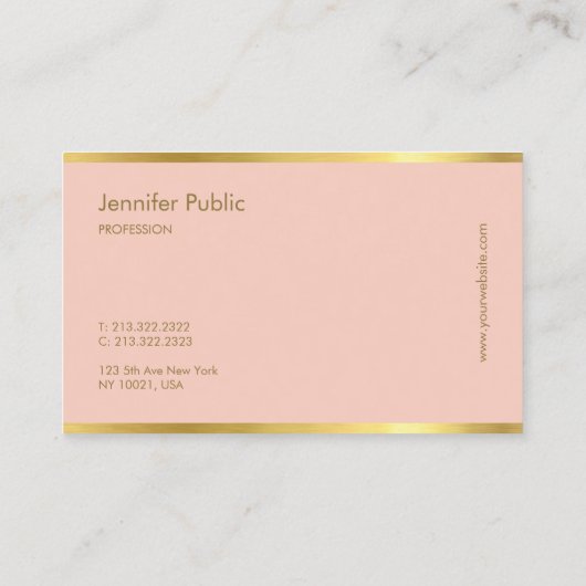 Carte De Visite Modèle de script cursive d'or rose moderne (Dos)