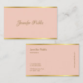 Carte De Visite Modèle de script cursive d'or rose moderne (Devant / Derrière)