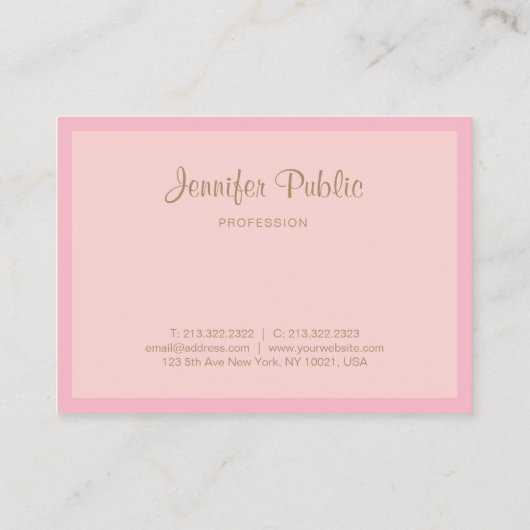 Carte De Visite Modèle de script de calligraphie or rose moderne (Dos)