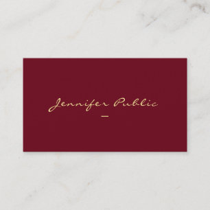 Carte De Visite Modèle de script de typographie couleur or personn