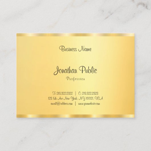Carte De Visite Modèle de script manuscrit moderne Gold Look (Dos)