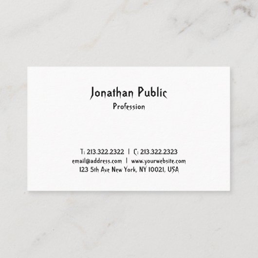 Carte De Visite Modèle de script moderne Cool moderne professionne (Dos)