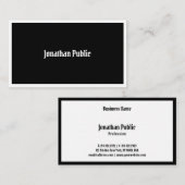 Carte De Visite Modèle de script noir blanc élégant (Devant / Derrière)