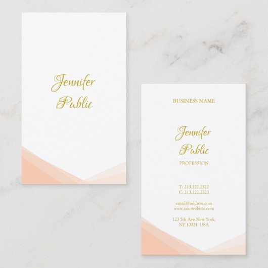 Carte De Visite Modèle de script or manuscrit moderne tendance (Devant / Derrière)
