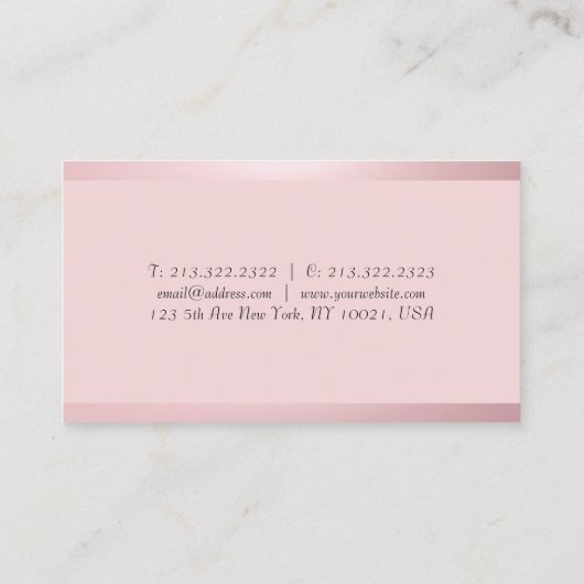 Carte De Visite Modèle de script Rose or moderne élégant tendance (Dos)