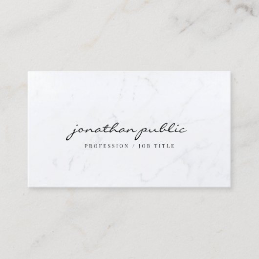 Carte De Visite Modèle de script simple en marbre élégant Profil (Devant)