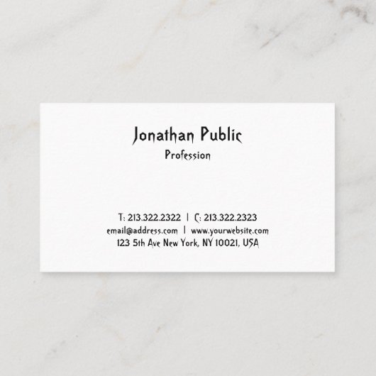 Carte De Visite Modèle de script tendance Professional Cool modern (Dos)