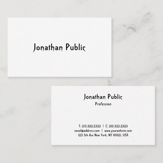 Carte De Visite Modèle de script tendance Professional Cool modern (Devant / Derrière)