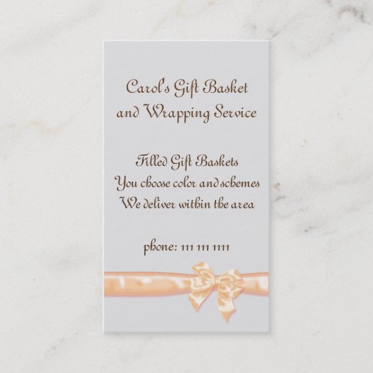 Carte De Visite Modèle de service de panier de cadeau, ruban (Devant)