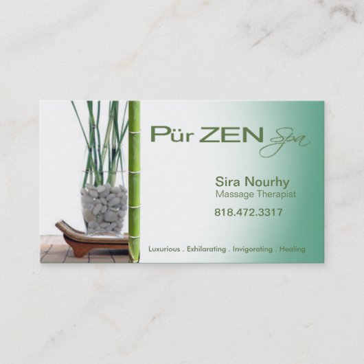 Carte De Visite Modèle de spa de thérapeute de massage de zen (Devant)