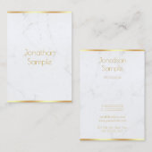 Carte De Visite Modèle de texte Gold Marbre blanc moderne (Devant / Derrière)