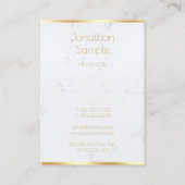 Carte De Visite Modèle de texte Gold Marbre blanc moderne (Dos)