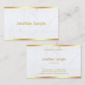 Carte De Visite Modèle de texte Gold Marbre blanc moderne personna (Devant / Derrière)