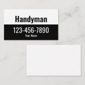 Carte De Visite Modèle de texte noir et blanc Handyman (Devant / Derrière)