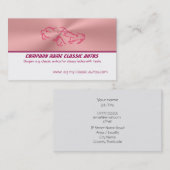 Carte De Visite modèle de voiture rouge classique - rose et blanc (Devant / Derrière)