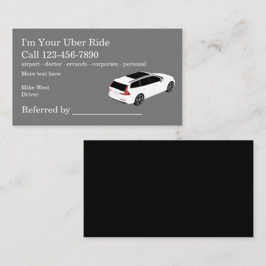 Carte De Visite Modèle d'entreprise de référencement de chauffeurs (Devant / Derrière)